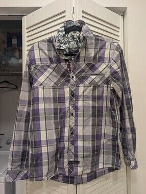 English Laundry Blaque Label Men's Purple Plaid Button-Up Shirt Size M